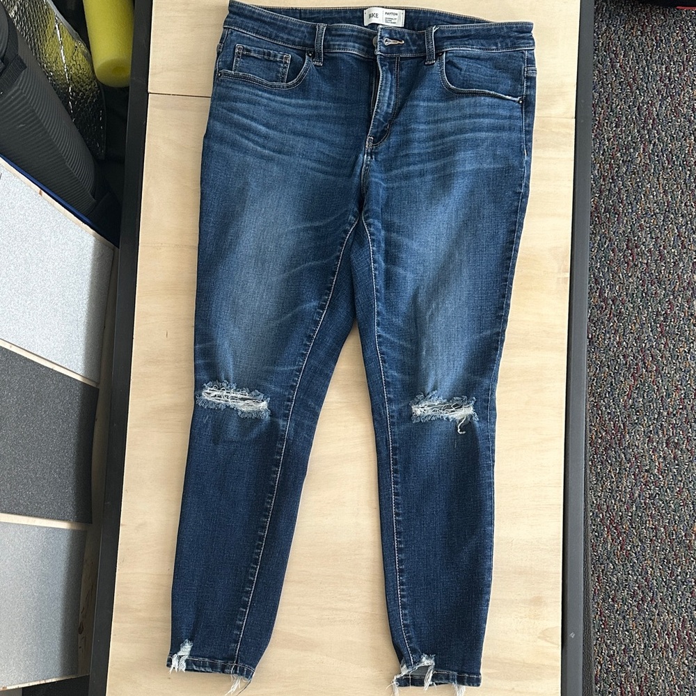 BKE Dark Blue Distressed Skinny Jeans